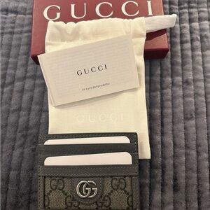 Gucci Black and Gray GG Card Holder